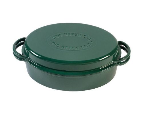 Жаровня чугунная овальная д/гриля, 5.2л, крышка, цвет зеленый, Big Green Egg