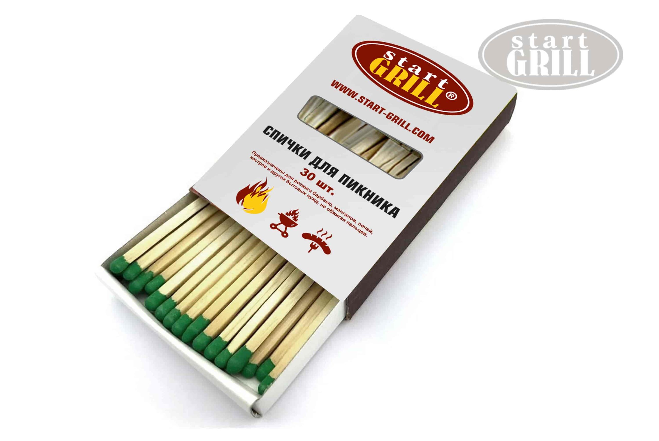 Спички для пикника Старт Гриль, 30шт Длинные спички для пикника Start Grill, 30шт